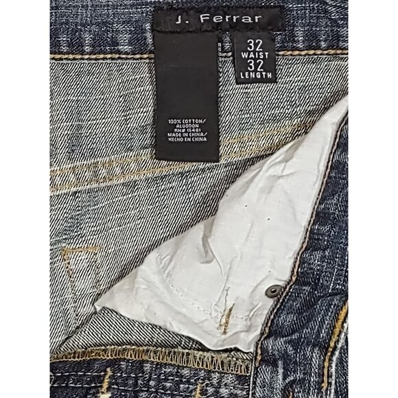 J Ferrar Mens Jeans Button Fly Wide Leg Relaxed Medium Wash Size 32x32 - Picture 5 of 7